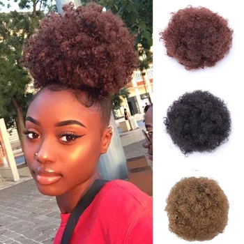 MANWEI Afro Sluoksniuotos Sintetinių Plaukų Bun Chignon Hairpiece Moterų Raišteliu plaukai surišti į uodegą Keistą Garbanotas Šukuosena Įrašą Plaukų priauginimas
