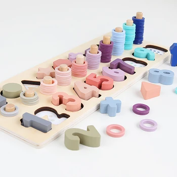 Mediniai Montessori Žaislai Užimtas Valdybos Skaičius Geometrinės Formos Pažinimo Rungtynės Baby Vaikų Žaislas Švietimo Matematikos Jutimo Žaislai Vaikams