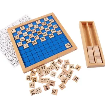 Mediniai Žaislai Šimtai Valdybos Montessori 1-100 Iš Eilės Numerius, Švietimo Žaidimas