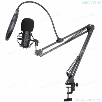MiCWL X800 Tinklo Gyvai, Karaoke, PC Dainuoti Įrašymo Studijoje Mikrofonas Kondensatoriaus Mikrofonas Microfone su Shock Mount Stalas Paramos Aukso