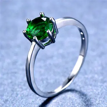 Mielas Mažas Žalias Cirkonis Žiedas Mados Birthstone Turas Pažadas Žiedas Sidabro Spalvos Vestuvių, Sužadėtuvių Žiedai Moterims