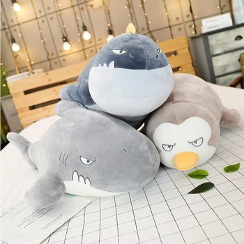 Mielas Mėgėjams Jūrų Gyvybės Pliušiniai Žaislai Ryklys Antspaudas Pingvinas Iškamšos Lėlės Pagalvė Kūdikiui Nuraminti Miega Lėlės Medvilnės Mergina Žaislas