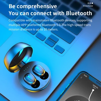 Mini Belaidės Ausinės Bluetooth 5.0 Vandeniui Stereo Sporto žaidimų Ausinės iPhone