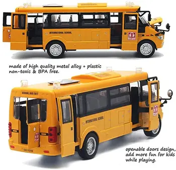 Mokyklos Autobusas Žaislas lydinio Transporto priemonių Geltona Didelis Lydinio Traukti Atgal 9