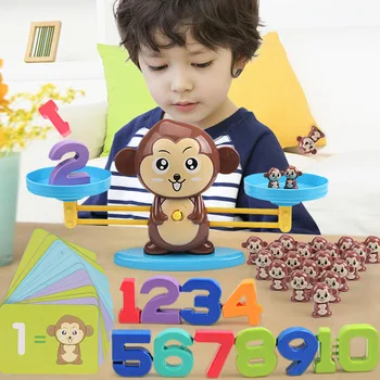 Montessori Matematikos Rungtynės Žaidimo Lentos Žaislai Monkey Mažylis Pusiausvyros Skalės Skaičius Balansas Žaidimai Vaiko Mokymosi Žaislas