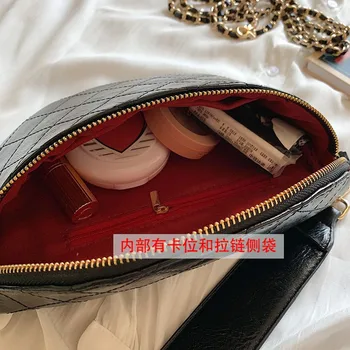 Moterų Krūtinės maišelį Deimantų modelio grandinės diržas krepšiai Kokybės PU Odos Grandinės Mažų Pečių Krepšys Lady piniginės juoda piniginė