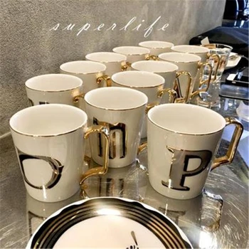 Nauja Kūrybinė anglų kalbos raidė, Keramikos Puodelius su Šaukštu Dangčio kavos puodelis Pieno Arbata office Puodeliai Drinkware Geriausia gimtadienio Dovana