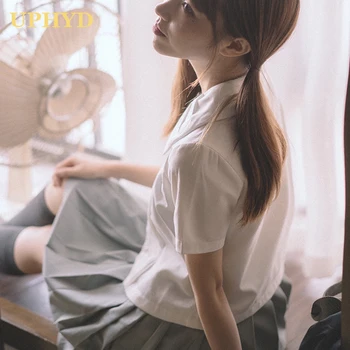 Nauja Vasaros Japonijos Mokyklinę Uniformą Lėlės Apykaklės Marškinėliai Moteriška Siuvinėjimo Japonijos Studentų Balti Marškiniai Kolegija Stiliaus Kostiumas Sailor