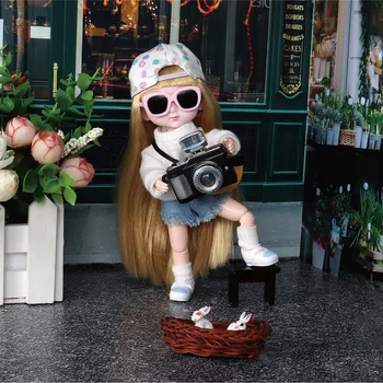 Naujas 16cm BJD Doll su 13 Kilnojamojo Sąnarių Baltos Odos 3D Akis Mados Mergaitė puošniai Apsirengti Žaislų Rinkinys Kalėdų Ir Naujųjų Metų Dekoracija Dovanos