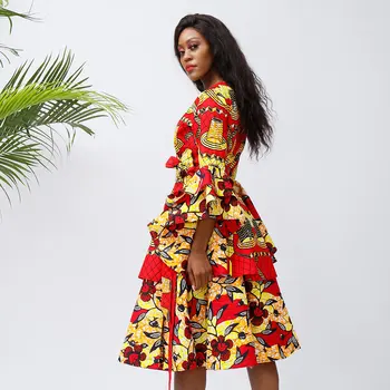 Naujas Mados 2021 Afrikos Suknelės Moterims Vaškas Suknelė Ankara Suknelės Afrikos Tradicinės Afrikos Apsirengti Drabužius ilgomis rankovėmis Suknelė