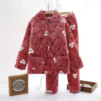 NAUJOS Tendencijos Produktų Moterų žiemos pižama Lady drabužių nustatyti Namų drabužiai vyrams moterims Koralų Dygsniuotas vilnos pižama Super šiltas 300