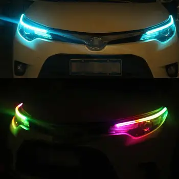 Naujų Automobilių Eilės Teka RGB Šviesos važiavimui Dieną DRL APP Įvairių Spalvų LED Šviesos Juostelės Posūkio Signalo Žibintai, Automobilių Reikmenys