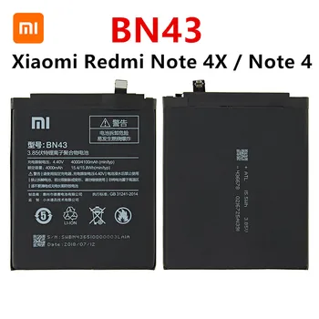 Originalus BN43 baterija 4000mAh Už Xiaomi Redmi Pastaba 4X / 4 Pastaba pasaulio Snapdragon 625 Aukštos Kokybės BN43 Baterija