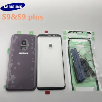 Originalus Samsung Galaxy S9 G960 S9 plus G965 Galinio Stiklo Dangtis Galinis Baterijos Dangtelis Durys su Fotoaparato objektyvas+Touch Ekranas Priekinis Stiklas