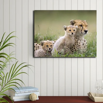 OUCAG Cute Baby Cheetah Spausdinimo ir Plakatai Modernus Gyvūnų, Drobė, Tapyba, Dekoratyvinės Nuotraukos Sienos Meno Cuadros už Kambarį