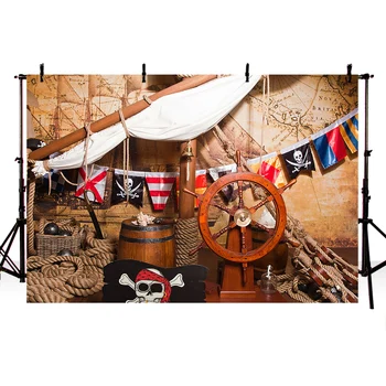 Piratų Gimtadienis backdrops Fotografijos Laivo Denio Navigacijos Temą Gimtadienio naujagimiui prop nuotrauka fone Studija