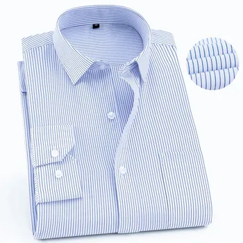Plius Dydis Didelis vyrų suknelė marškiniai Nauji paprastas stilius pasukite žemyn apykaklės ilgas rankovėmis kietas ruoželiniu/ Plain verslo marškinėliai