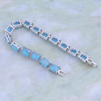ROLILASON light blue square paprastos konstrukcijos 925 sidabro opal spausdinti apyrankę romantiška Valentino Dienos dovana OB098