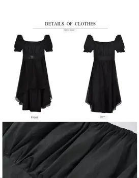 Rosetic Asimetrinė Akių Gotikos Suknelė Moterims Sluoksniuotos Rankovėmis Senovinių Kvadratinių Kaklo Aukštos Juosmens Vasaros Mados Vintage Retro Grupė 