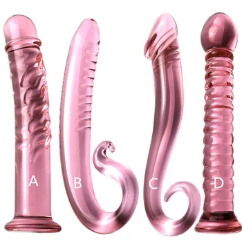 Rožinės spalvos Stiklo Gėjų Sekso Produktai Butt Plug iš Makšties, Išangės Stimuliavimas, Karoliukai, Kristalų, Stiklo Dildo Varpos Moterų Analinis Kaištis Sekso žaislas