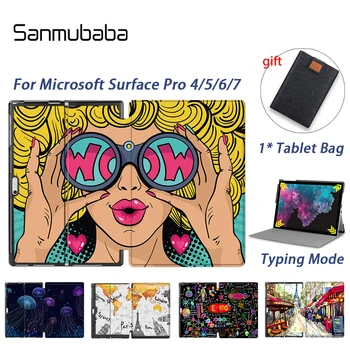 Sanmubaba Atveju Microsoft Surface Pro 4 5 6 7 12.3 colių Tablet PU Odos Magnetinio Apversti Stovėti funda 