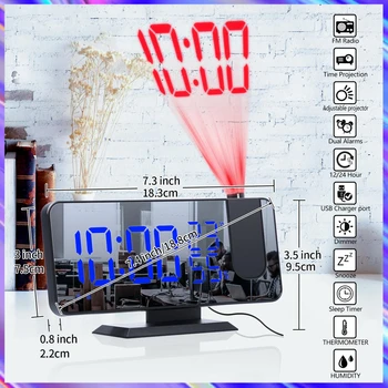 Skaitmeninio formato Laikrodis-Žadintuvas su FM Radijo Smart Home Miegamojo Lovos Laikrodis Projektorius LED Elektroninis Stalinis Laikrodis-Žadintuvas Skaitmenų