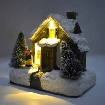 Sniego Namas Su LED Šviesos Kalėdinė Dekoracija Namuose Darbalaukio Dekoro Naujųjų Metų Dovana Dervos Kalėdų Kaimas