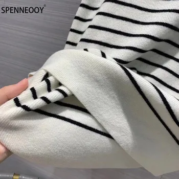 SPENNEOOY Dizaineris Prekės Rudens Žiemos High-End Kašmyras Mezgimo Megztinių Moterų Mados Juostele Megztinis Megztinis