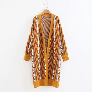 Super prašmatnus jumper žalias megztinis ilgas megztinis ilgomis rankovėmis kimonos rudens žiemos moterys ourwear geltona medvilnės mišinys megztinis