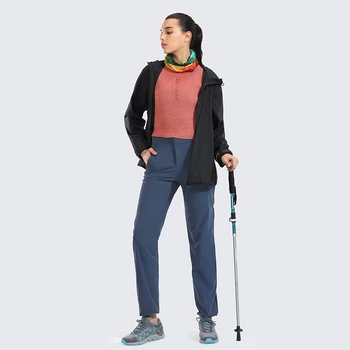 SYROKAN Moterų Lengvas Pėsčiųjų Kelnės Zip Off Mid-rise Ruožas Atsitiktinis Kelionės Kelnės su Užtrauktuku Kišenės-32 cm