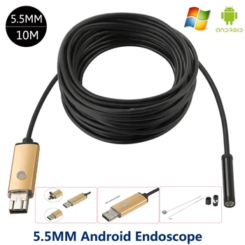 Telefonas Android Endoskopą Vandeniui Borescope Micro USB Kontrolės, Vaizdo Kamera 5.5 mm objektyvas 10M 6 led Hd 640*480 Smartfon