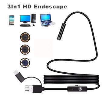 Tipas-C/USB, Android Endoskopą 5.5 mm Objektyvu Sunku Viela Led Šviesos Vandeniui Borescope Tikrinimo Kamera Paramos PC/ 