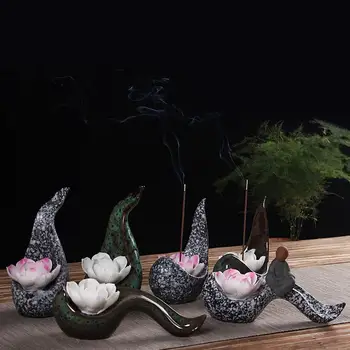 Tradicinės Keramikos Lotus Dūmų Krioklys Stick Smilkalų Degiklis Buda Moliuskui Smilkalų Laikiklis Budizmas Namų Biuro Dekoras
