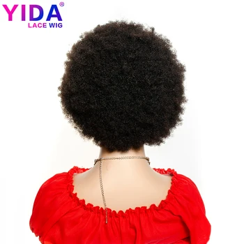 Trumpas Afro Sluoksniuotos Perukas Brazilijos 13x4 Nėriniai Priekiniai Perukai Natūralių Spalvų Remy Afro Keistą Garbanotas Žmogaus Plaukų Perukai Už juodaodžių Moterų 150% YIDA