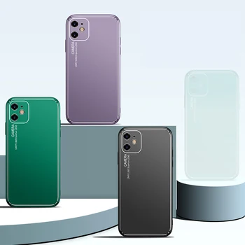 -Ultra plonas, Matinis Aliuminio Metalo Telefono dėklas Skirtas iPhone 12 Mini Pro 11 XS Max SE XR X 8 7 Plus SE 2020 Apsaugos Galinį Dangtelį Coque