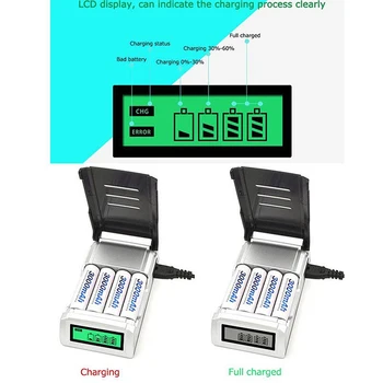 Universalus 4 Slots Pažangi Baterijų Įkroviklis AA /AAA NiCd NiMh Įkraunamos Baterijos ES/JAV/UK Kištukas Su skaitmeninių LCD