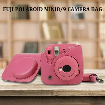 Už Fujifilm Instax Mini 8 Mini 9 Fotoaparato PU Odos Spalvos Maišelis Instax Mini atveju Petį, Skaidraus Krištolo Dangtis