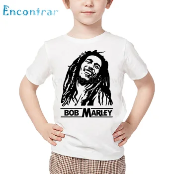 Vaikai Jamaika Dainininkas Bobas Marley Reggae Rastafari Print T shirt Vaikų Vasaros Baltos Viršūnės Berniukų ir Mergaičių Atsitiktinis marškinėliai