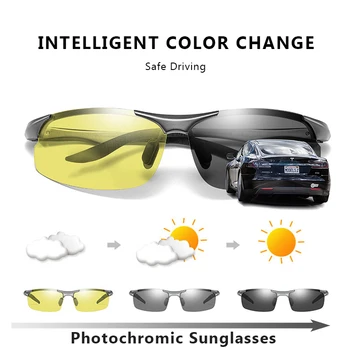 Vairavimo Photochromic Poliarizuoti Akiniai nuo saulės Vyrams Chameleon Spalva Saulės akiniai Dieną Naktinio Matymo akiniai Oculos masculino Vyras