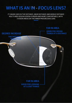 VCKA Frameless atstumo ir šalia dvejopo naudojimo skaitymo akiniai progressive multi-dėmesio smart zoom titano Sidabrinė atminties Akiniai