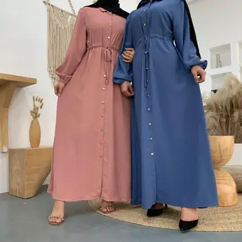 Viena breasted marškinėliai-stilius, grynos spalvos, paprasti atidaryta Musulmonų abaja peignoir mados dubajus islamo abayas malda paslaugų drabužiai