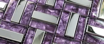 Violetinė Stiklo Sidabro spalvos Metalo Mozaika Backsplash Nerūdijančio Plieno SSMT025 Metallic Vonios kambarys, Virtuvėje Sienos Plytelių