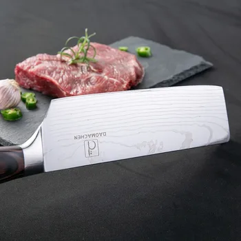 Virtuvės peilis Chef Peiliai Japonijos didelių Anglies Nerūdijančio Plieno Šlifavimas Lazeriu Modelis Daržovių Santoku Peilis nemokamas pristatymas