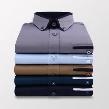 Vyriški marškiniai ilgomis rankovėmis slim fit ironless marškinėliai pavasario laisvalaikio drabužiai, vyriški marškiniai