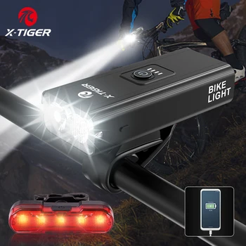 X-Tigras Dviračio Šviesos Rainproof USB Įkraunamas LED MTB Priekinis Žibintas priekinis žibintas Aliuminio Ultralight Dviračių Žibintuvėlis Dviračio Šviesos