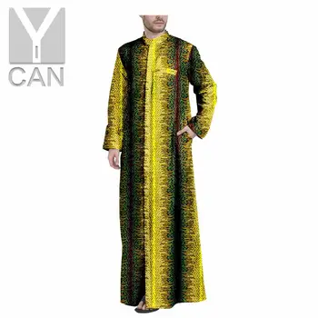 Y-GALITE Vyrų Ankara Spausdinti Dashiki Nėrinių ilgomis Rankovėmis Agbada Palaidi Ilgi Paltai Tekstūros Mados Comfortble Rūbeliai Y201017