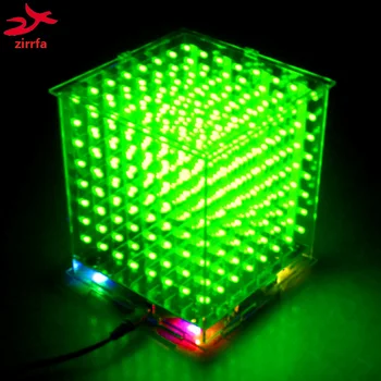 Zirrfa 3D8 mini Cubeeds su puikia animacija /3D CUBEEDS 8 8x8x8 Jaunimo, LED Ekranas,LED Muzikos Spektrą,elektroninių 