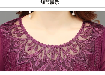 Šifono 2020 Moterų Marškinėliai Tuščiaviduriai iš ilgomis Rankovėmis China Siuvinėjimo Karoliukais Nėrinių Akių Palaidinė Marškinėliai Plius Dydis Viršuje Blusa Feminina 952J