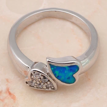 širdies formos blue opal sidabro padengtą variu žiedas tendencija šalis dovana moters žiedas papuošalai OR320