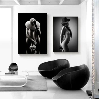 Šiuolaikinės Seksuali Moteris Meno Įstaiga Juodas Fonas Spausdinti Plakato Sienos Menas Nuotraukas Kambarį Namų Dekoro (be Rėmelio)